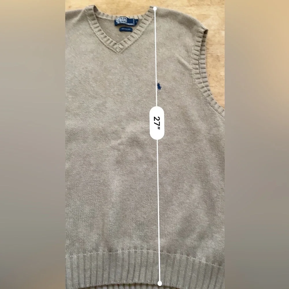 Polo‎ by Ralph Lauren Men’s XXL Tan Cotton Knit Sweater Vest
